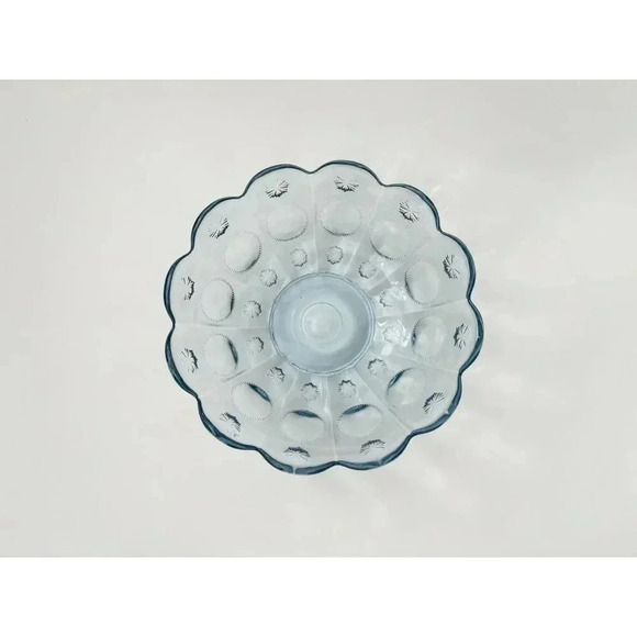 Fenton Signed Art Glass Ice Blue Priscilla Moon n Stars Scalloped Vintage Bowl - Picture 8 of 8